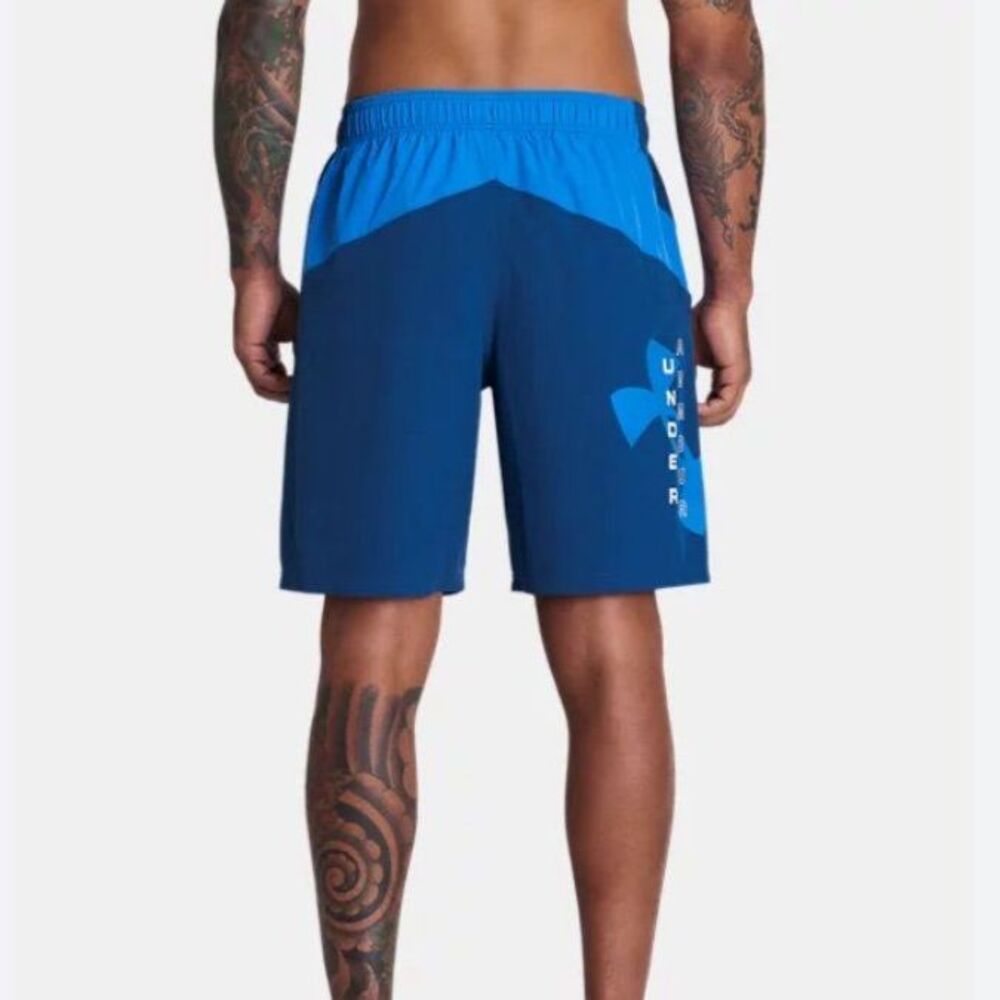 Men's Under Armour UA Point Breeze Blue Colorblock Swim Volley Shorts XL NWT